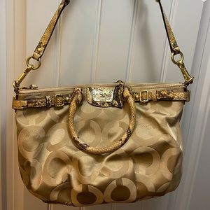 Coach purse with snakeskin detail